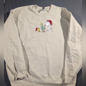Gildan Cream Snoopy Holiday Crewneck Sweater